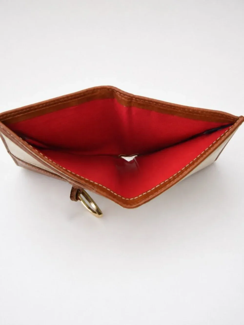 Dooney & Bourke Leather Bifold Wallet Ivory Cream British Tan